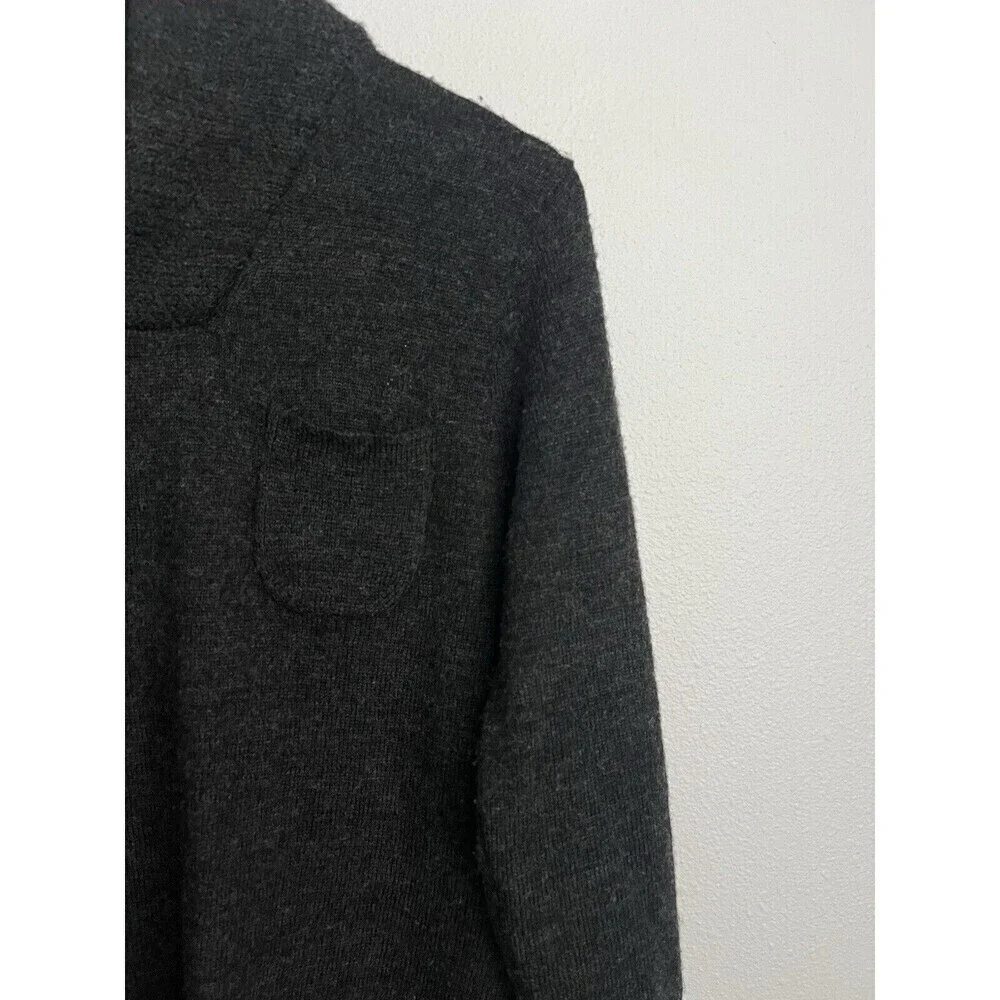 J.Crew Slim Fit Charcoal Gray Shawl Collar Sweater 100% Merino Wool Elbow Patch